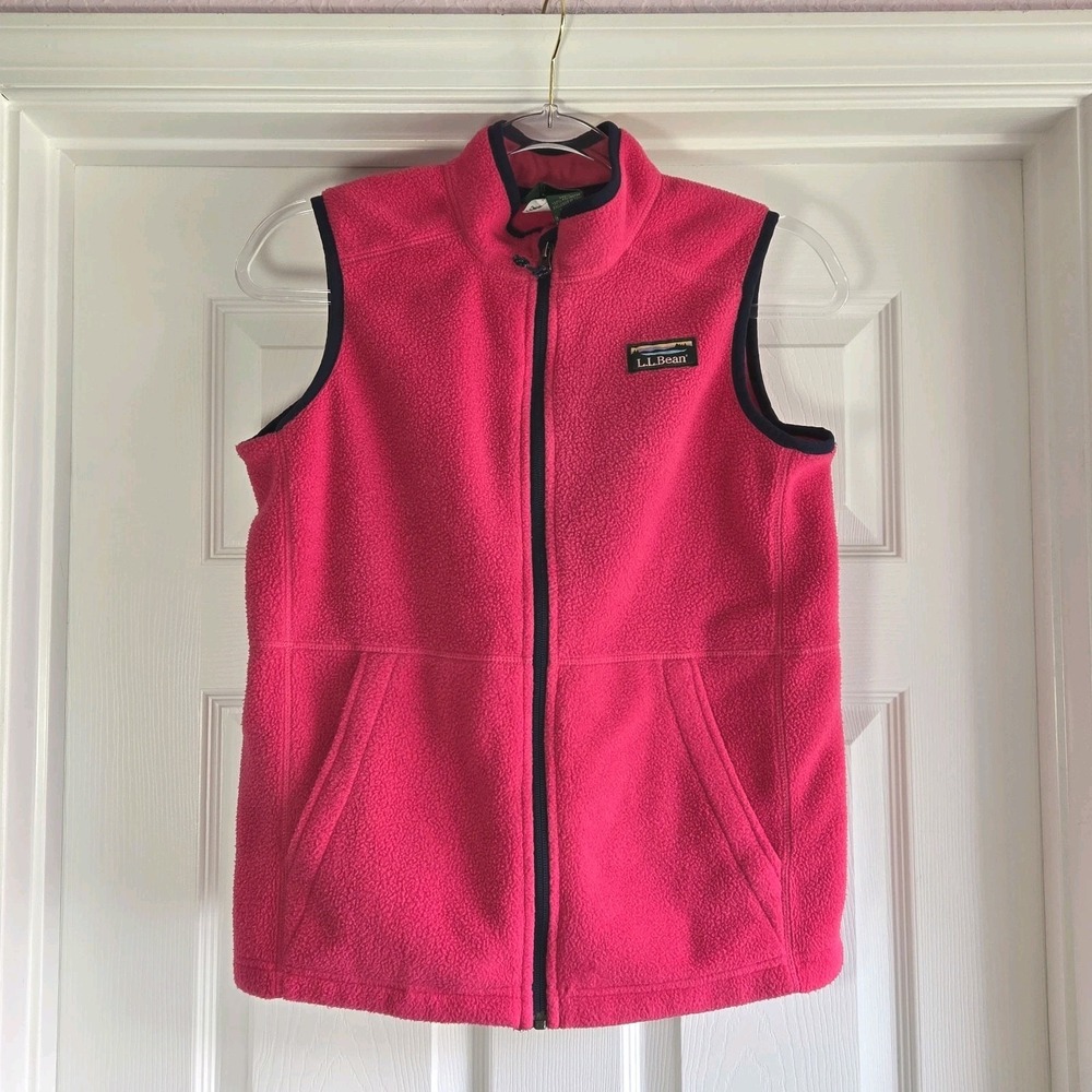 L.L.‎ Bean Pink Fleece Vest Outerwear Girls Size Large 14/16 Full Zip Pockets